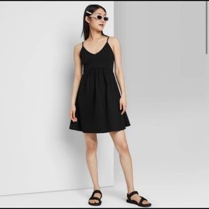 Wild Fable Criss Cross Back Black Baby Doll Knee Length Dress Size XS